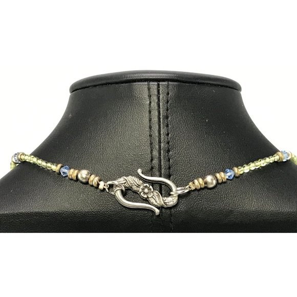 Handmade Necklace Furnace Cane Beads Gold & Silver Tone Metal Seed Beads Crystal - Picture 4 of 4